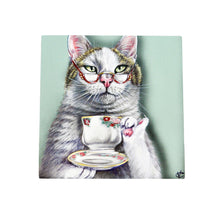 Load image into Gallery viewer, Margo Cat Ceramic Art Tile by Victoria Coleman - 20x20 cm Ready to Hang Wall Decor - Unique Gift Idea