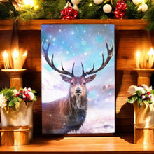 Load image into Gallery viewer, DEER IN THE SNOW 2 Ceramic Art Tile by P.F. Johnson – 30 x 20 cm – Winter Wildlife Decor, Ready to Hang Wall Art in Gift Box