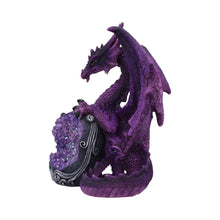 Laden Sie das Bild in den Galerie-Viewer, Mystical Purple Dragon Figurine with Glitter Geode Fantasy Ornament Collectors Gift