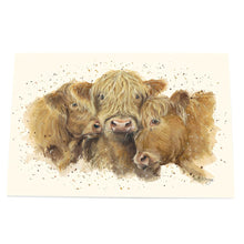 Load image into Gallery viewer, Cuddly Coos Highland Cow Ceramic Art Tile by Bree Merryn 30X20 cm | Rustic Farmhouse Wall Art Ready to Hang