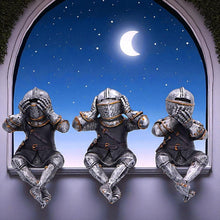 Laden Sie das Bild in den Galerie-Viewer, Medieval Knight Figures Shelf Sitters Set Gothic See No, Hear No, Speak No Evil