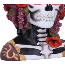 Laden Sie das Bild in den Galerie-Viewer, Gothic Festival Skeleton Bust Day of the Dead Sugar Skull Figurine with Flower Crown