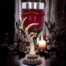 Laden Sie das Bild in den Galerie-Viewer, Gothic Rose Goblet Skeleton Hand Chalice Dark Fantasy Wine Cup Horror Skull