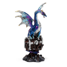 Load image into Gallery viewer, Blue Dragon Guardian Figurine - Gothic Fantasy Resin Sculpture Decor 19cm
