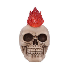 Laden Sie das Bild in den Galerie-Viewer, Gothic Skull with Led Flame Mohawk Sculpture Horror Creepy Halloween Figurine