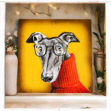 Load image into Gallery viewer, Derek Greyhound Dog Ceramic Tile by VICTORIA COLEMAN | 20x20cm Wall Art Tile | Unique Home Decor