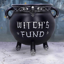 Load image into Gallery viewer, Witch's Fund Cauldron Money Box 16.5cm | Gothic Wiccan Resin Decor | Hand-Painted