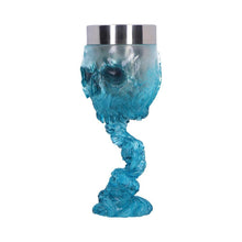 Laden Sie das Bild in den Galerie-Viewer, Clear Blue Skull Goblet Fantasy Cup Chalice Gothic & Occult Drinkware Ideal Gift