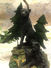 Load image into Gallery viewer, Black Panther Tea Light Holder - 31cm Cold Cast Resin and Metal, Enchanting Wildlife Sculpture with Cubs, Forest Themed Candle Decor, Mystical Feline Art-OsirisTradingUK