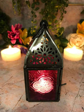 Load image into Gallery viewer, Antique Effect Moroccan Style Zinc Lantern Multicoloured Candle Tealight Holder-OsirisTradingUK