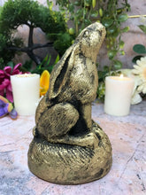 Load image into Gallery viewer, Antique Gold Effect Moon Gazing Hare Pagan Statue Wiccan Sculpture Ornament-OsirisTradingUK