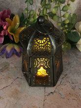 Laden Sie das Bild in den Galerie-Viewer, Antique Effect Moroccan Style Lantern Candle Purple Glass Tealight-OsirisTradingUK