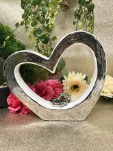 Laden Sie das Bild in den Galerie-Viewer, Abstract Heart Rings Statue Sculpture Abstract Couple Silver Wedding Anniversary-OsirisTradingUK