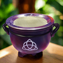 Load image into Gallery viewer, Celtic Triquetra Metal Incense Resin Burner Wiccan Pagan Altar Goddess