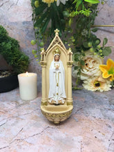Laden Sie das Bild in den Galerie-Viewer, Blessed Virgin Mary Our Lady of Fatima Water Font Wall Plaque Statue Figurine