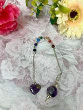 Laden Sie das Bild in den Galerie-Viewer, Amethyst Sphere Pendulum on Chain with 7 Chakras Beads Dowsing Reiki Healing-OsirisTradingUK