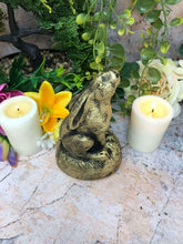 Load image into Gallery viewer, Antique Gold Effect Moon Gazing Hare Pagan Statue Wiccan Sculpture Ornament-OsirisTradingUK