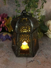 Laden Sie das Bild in den Galerie-Viewer, Antique Effect Moroccan Style Lantern Candle Purple Glass Tealight-OsirisTradingUK