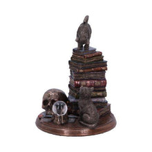 Load image into Gallery viewer, Feline Scholars Alchemy Bronze Figurine – Gothic Cats and Books Home Display