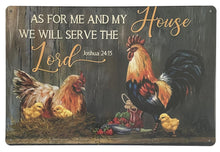 Laden Sie das Bild in den Galerie-Viewer, Religious Rustic Metal Sign “As For Me And My House” Farm Rooster Plaque Decor