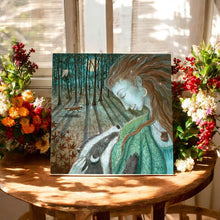 Load image into Gallery viewer, Lady Moon Serenity Ceramic Art Tile by Wendy Andrew 20X20 cm – Ready to Hang Wall Art in Box