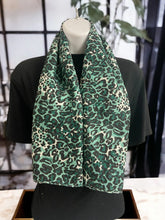Load image into Gallery viewer, Chic Green Leopard Print Scarf, Trendy Animal Pattern Cotton Wrap, Fashionable Square Scarf, Versatile for All Seasons-OsirisTradingUK