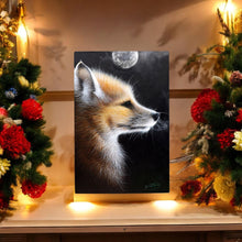 Load image into Gallery viewer, FOX IN MOON LIGHT Ceramic Art Tile by D.Finney | 30x20 cm Wall Hanging | Ready to Hang