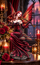 Load image into Gallery viewer, Ruby Red Fairy Dragon Figurine 55cm Gothic Fantasy Fiddle Statue Ornament