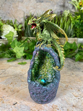 Load image into Gallery viewer, Magical Dragon on Resin Geode Sculpture with LED Light, Mythical Decor, Fantasy Dragon Statue, Enchanting Figurine with Sparkling Accents-OsirisTradingUK