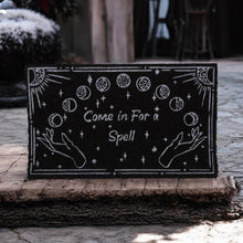 Load image into Gallery viewer, Come in for a Spell" Witchcraft Doormat | 45x75cm Coco PVC Backed | Gothic Decor