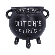 Load image into Gallery viewer, Witch's Fund Cauldron Money Box 16.5cm | Gothic Wiccan Resin Decor | Hand-Painted