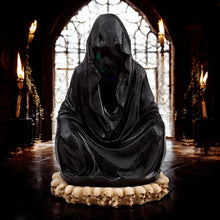 Laden Sie das Bild in den Galerie-Viewer, Hooded Grim Reaper Incense Burner | Spooky Gothic Decor | LED Skull Base Ashcatcher