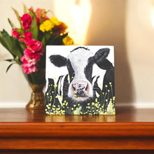 Load image into Gallery viewer, Buttercup Cow Ceramic Art Tile 20x20 cm by Pankhurst Gallery - Farmhouse Decor Ready to Hang