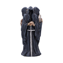 Laden Sie das Bild in den Galerie-Viewer, Dark Mystic Candle Holder Gothic Hooded Figures Ornament Fantasy Skull Sword