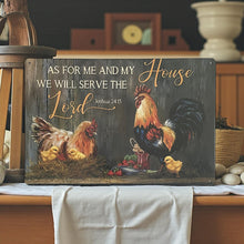 Laden Sie das Bild in den Galerie-Viewer, Religious Rustic Metal Sign “As For Me And My House” Farm Rooster Plaque Decor