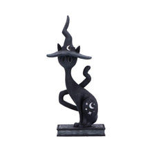 Laden Sie das Bild in den Galerie-Viewer, Gothic Witch Cat Ornament Crescent Moon & Star Decor Spooky Wiccan Figurine