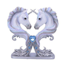 Load image into Gallery viewer, Twin Unicorn Hearts Statue - Elegant Hand-Painted Resin Fantasy Decor - 20.5 cm