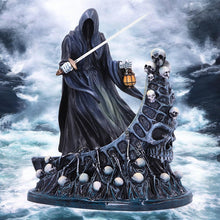 Load image into Gallery viewer, Gothic Ferryman Grim Reaper Figurine | Dark Fantasy Skeleton Boat Ornament | Horror Decor