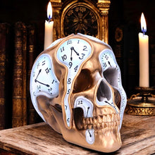 Laden Sie das Bild in den Galerie-Viewer, Time Goes By Gothic Clock Skull Ornament 17.5cm Unique Resin Art Figurine Decor