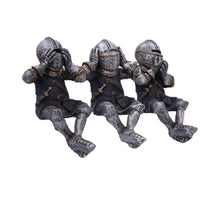 Laden Sie das Bild in den Galerie-Viewer, Medieval Knight Figures Shelf Sitters Set Gothic See No, Hear No, Speak No Evil