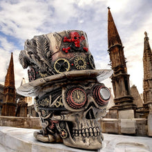 Laden Sie das Bild in den Galerie-Viewer, Steampunk Top Hat Skull Ornament Gothic Figurine Home Decor Fantasy Statue