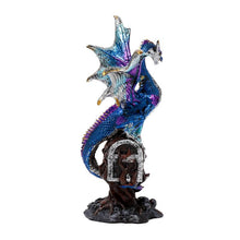 Load image into Gallery viewer, Blue Dragon Guardian Figurine - Gothic Fantasy Resin Sculpture Decor 19cm