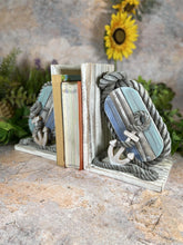 Load image into Gallery viewer, Rustic Nautical Charm Reclaimed Wood Anchor and Rope Book Ends-OsirisTradingUK