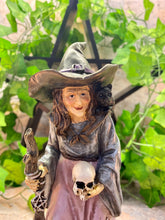 Load image into Gallery viewer, Enchanting Resin Witch Figurine with Skull and Staff, Mystical Sorceress Statue, Halloween Decor, Magical Fantasy Ornament-OsirisTradingUK