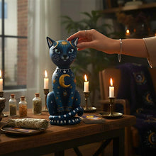 Load image into Gallery viewer, Mystical Celestial Cat Statue Moon Phase Kitty Figurine Astrology Inspired Decor