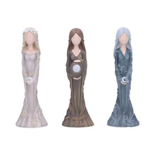 Load image into Gallery viewer, Wiccan Maiden, Mother & Crone Figurines Set 15cm Triple Goddess Statues Spiritual Altar Decor