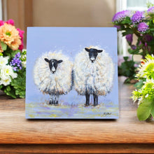 Load image into Gallery viewer, TOGETHER WE STAND Sheep Ceramic Art Tile 20x20 cm by Pankhurst Gallery | Ready to Hang | Beautiful Farmhouse Decor Gift
