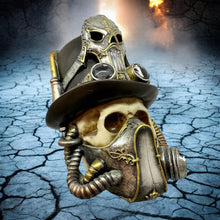 Laden Sie das Bild in den Galerie-Viewer, Steampunk Skull with Gas Mask Gothic Figurine Ornament Fantasy Apocalypse Statue