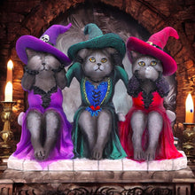 Load image into Gallery viewer, Three Wise Witchy Kittys Ornament – 15.3cm Gothic Cat Decor