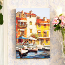 Load image into Gallery viewer, Mediterranean Waterfront 2 Ceramic Art Tile by Brent Heighton | 30x20cm Wall Decor | Coastal Home Decor | Ready to Hang